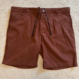 Preowned Outlier New 2 Way Stretch Drawstring Chino Shorts 36 8” Inseam Brown